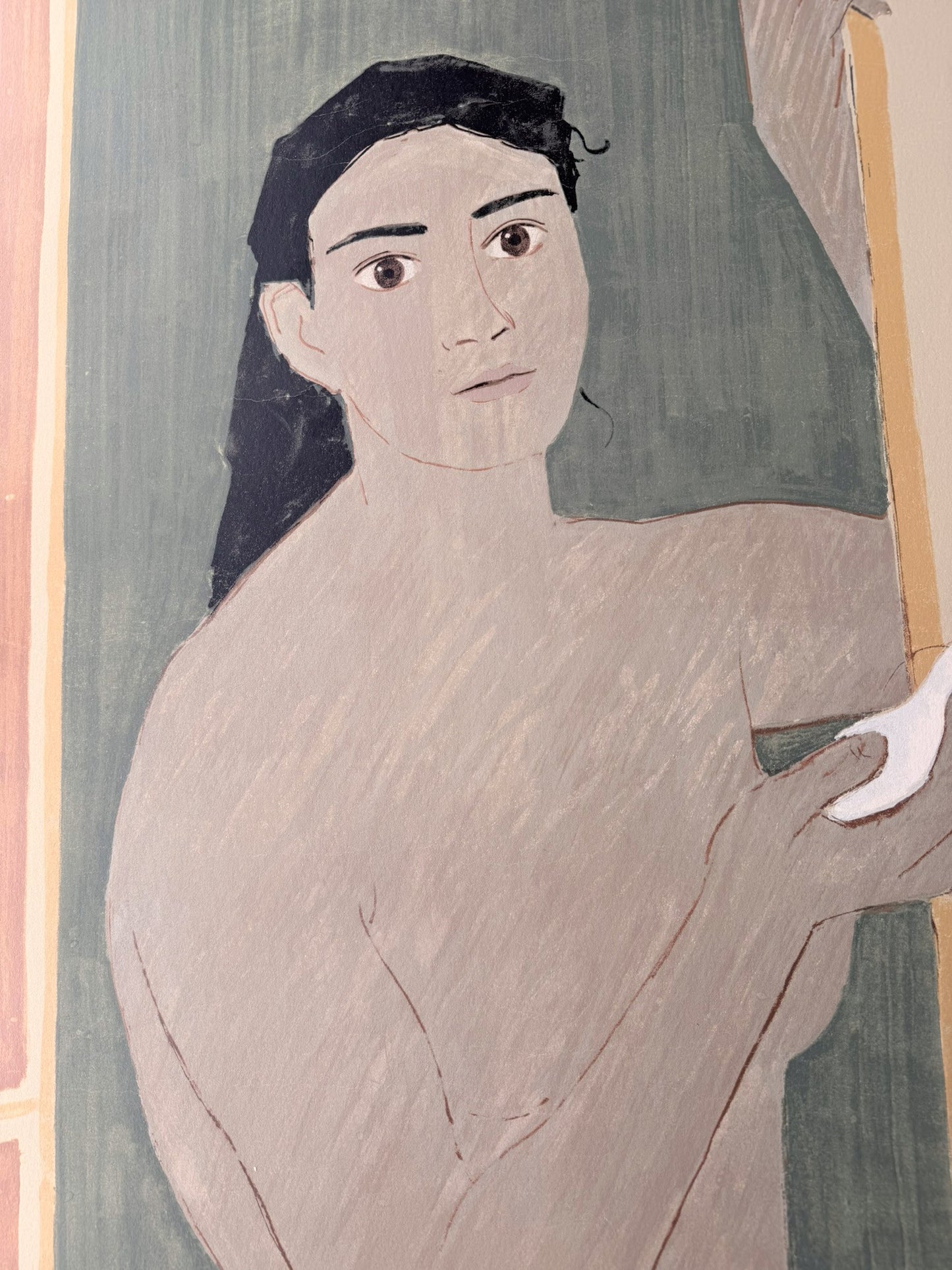 Nikos Nikolaou (1909-1986) Women with dove, c.1980 Large Silkscreen Print