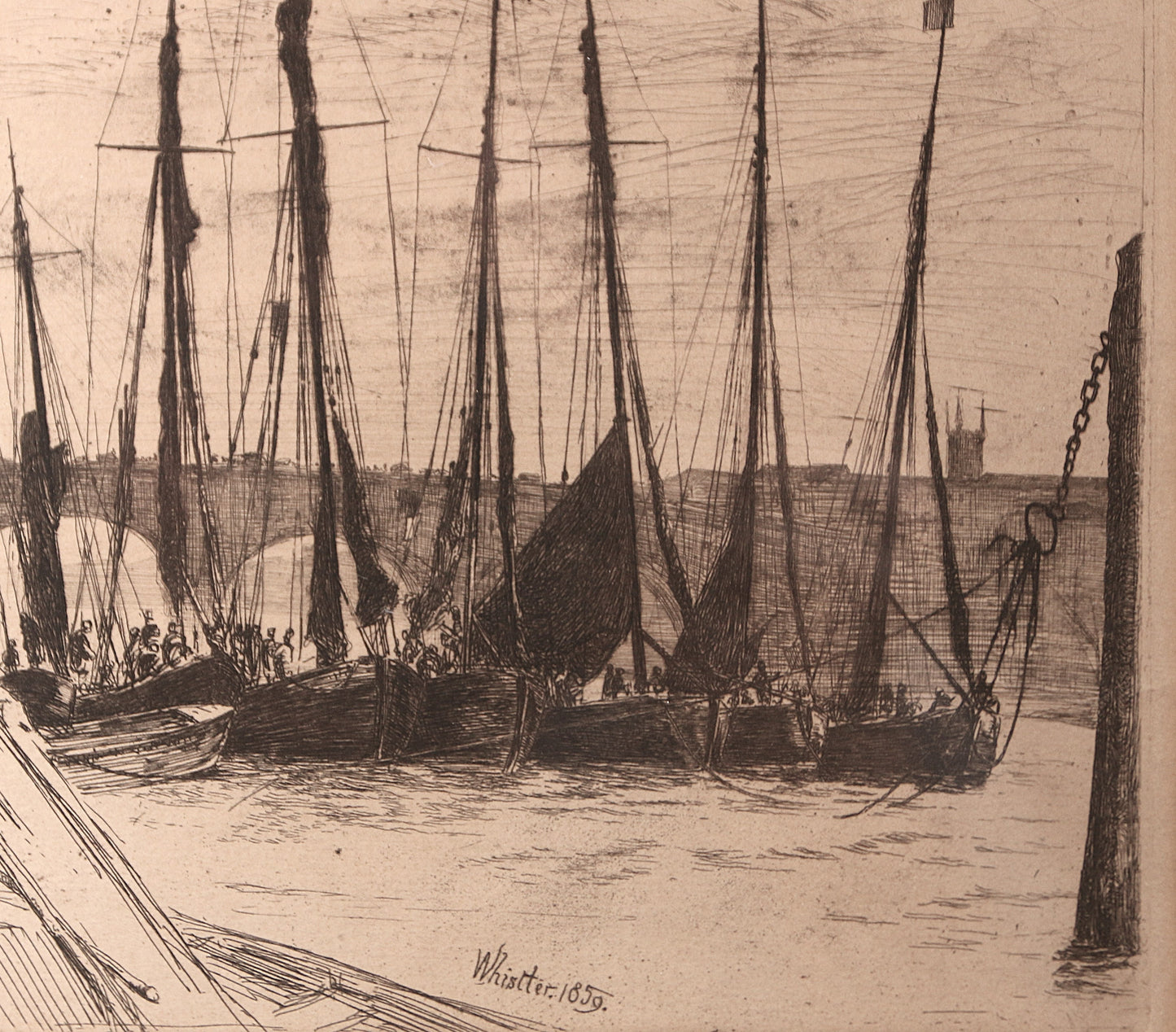 James Abbott McNeill Whistler – Billingsgate 1859 | Antique Etching with Drypoint | Framed Fine Art Print