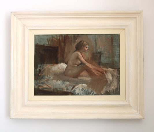 Bernard Dunstan RA PPRWA (1920-2017) - Female Nude on Bed | Oil on Canvas