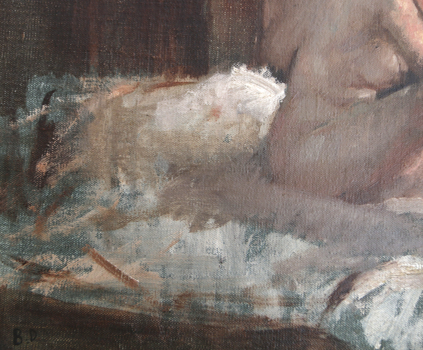 Bernard Dunstan RA PPRWA (1920-2017) - Female Nude on Bed | Oil on Canvas