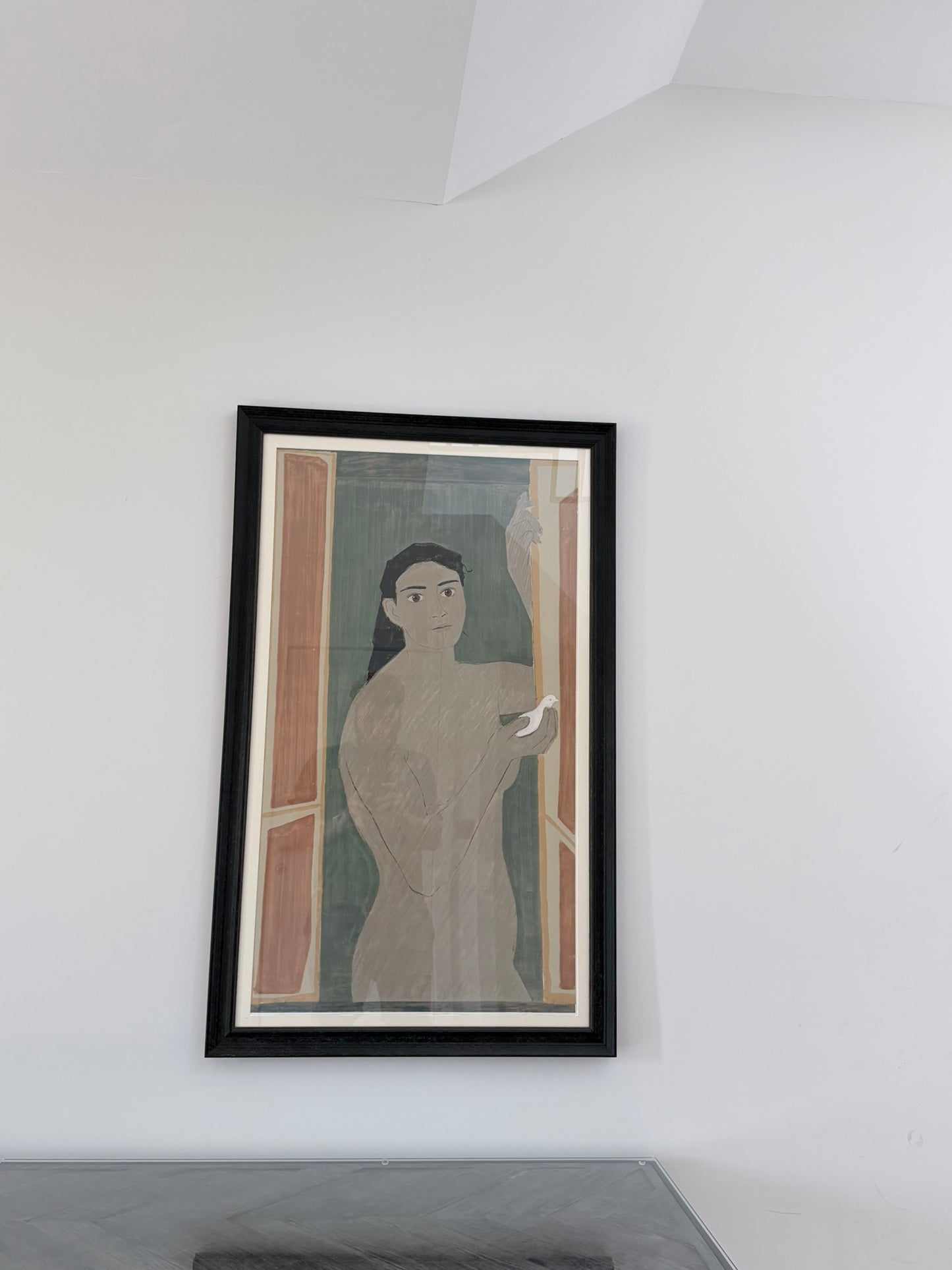 Nikos Nikolaou (1909-1986)  Women with dove, c.1980  Large Silkscreen Print