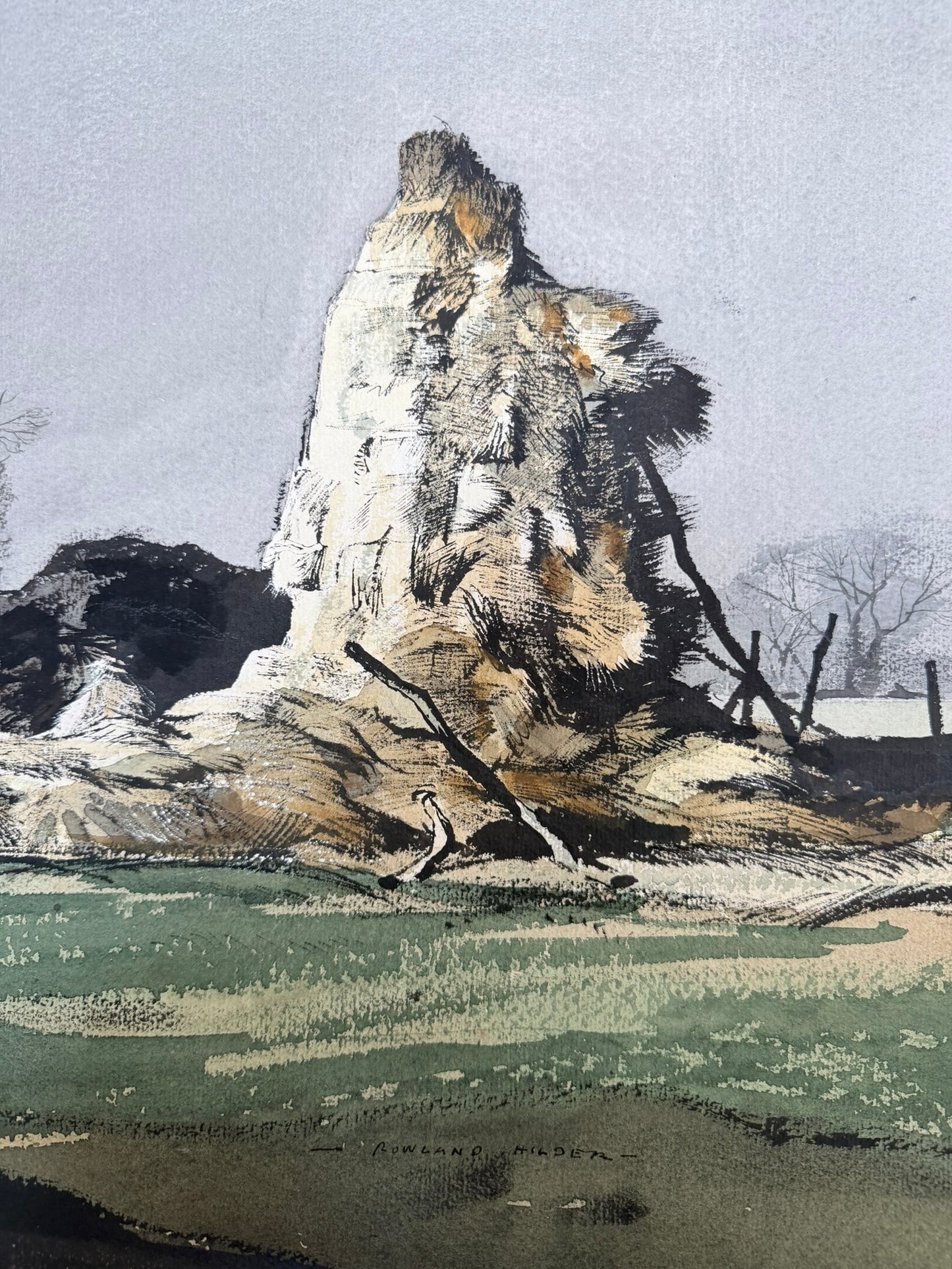Rowland Hilder OBE (1905-1993)  Landscape with Haystack  Watercolour and ink