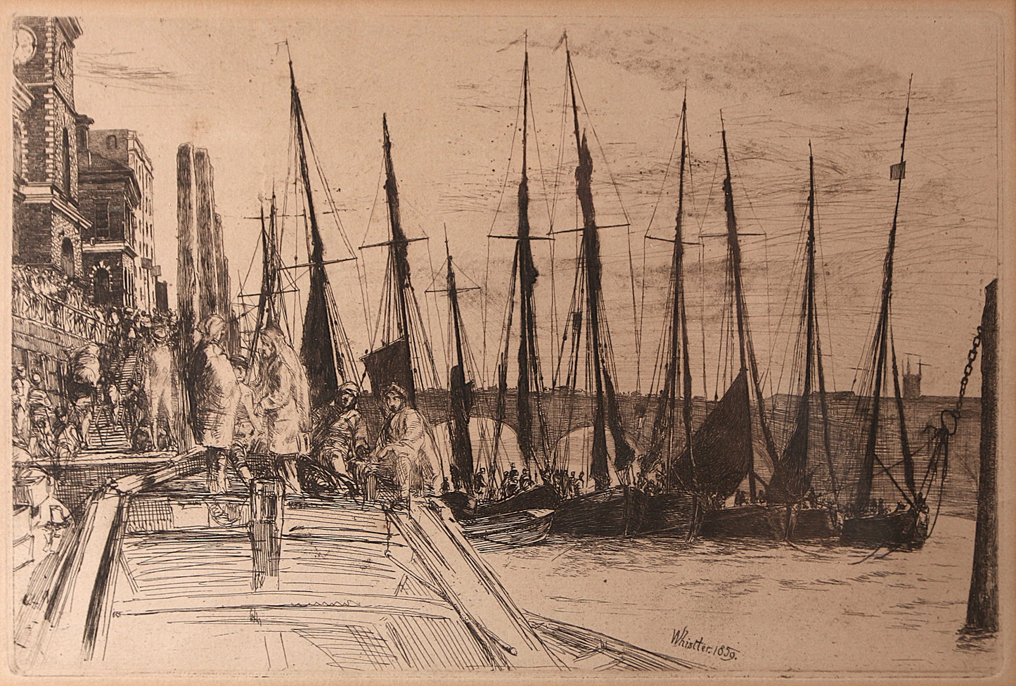 James Abbott McNeill Whistler – Billingsgate 1859 | Antique Etching with Drypoint | Framed Fine Art Print