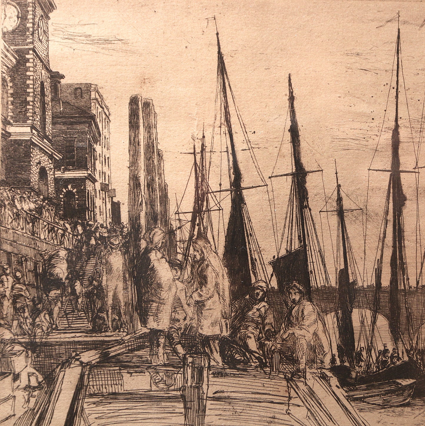 James Abbott McNeill Whistler – Billingsgate 1859 | Antique Etching with Drypoint | Framed Fine Art Print