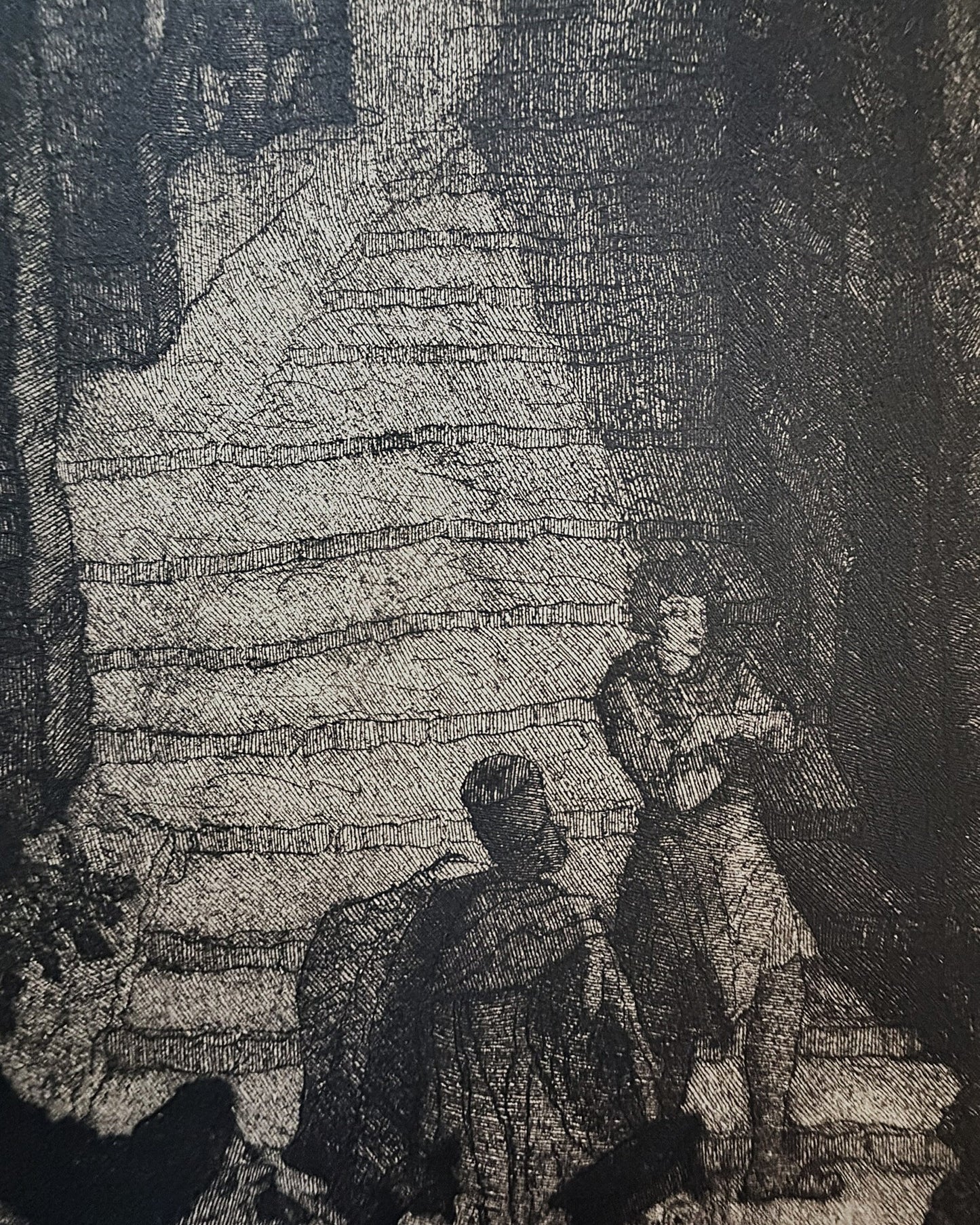 Large etching with aquatint of Anderlecht at night by Michel De Goeye (1900-1958) c 1930