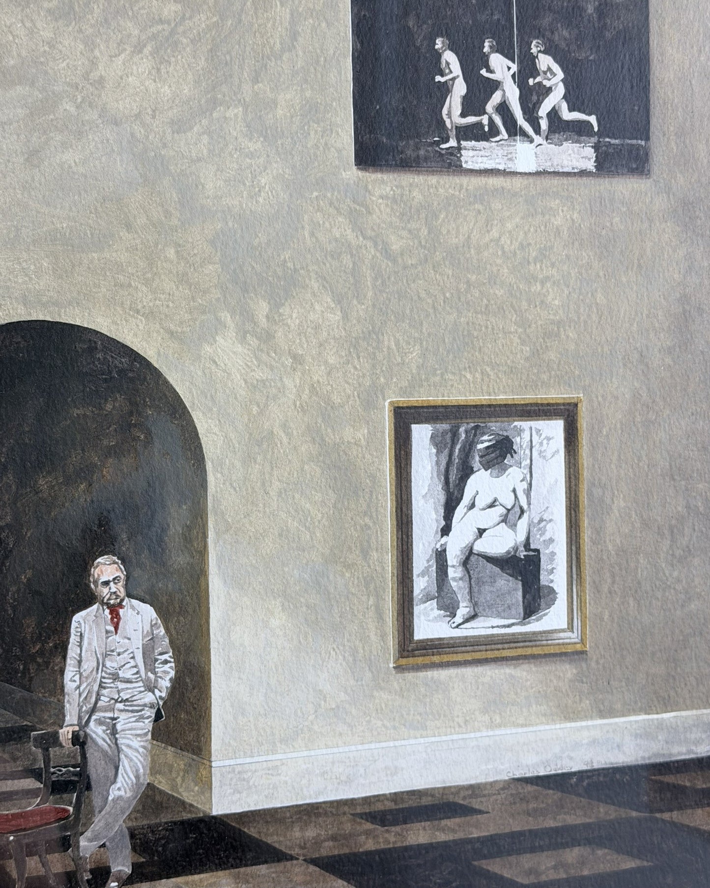 Charles Oakley (1925-2008) - Interior with Muybridge and Eakins Panels, 1998