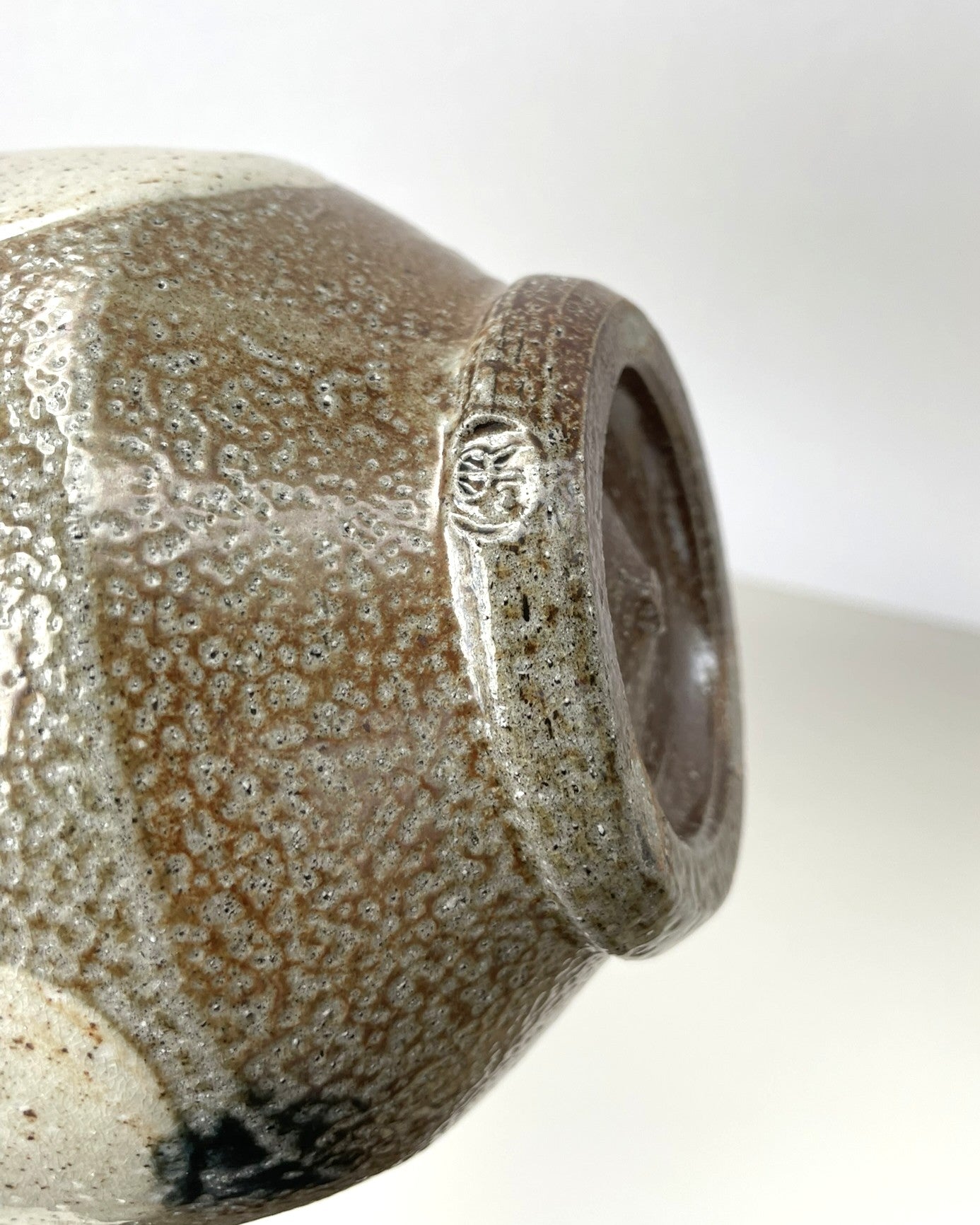 Phil Rogers Stonware Bottle with Brushed Slip Decoration