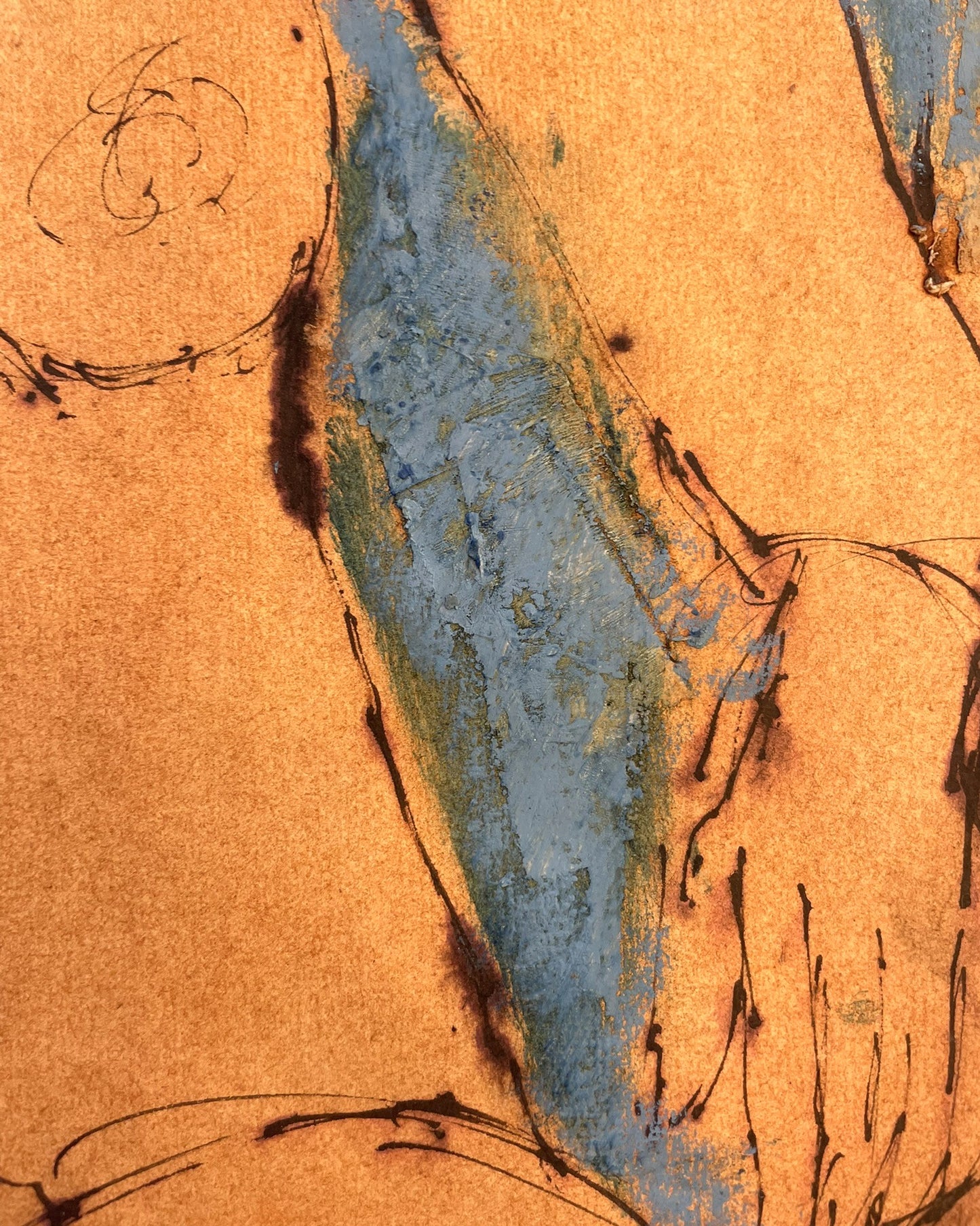 Modern Mixed Media Work by John Emanuel (1930–2024) Seated Nude